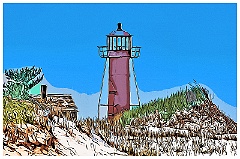 Momomoy Point Light on Cape Cod - Digital Painting